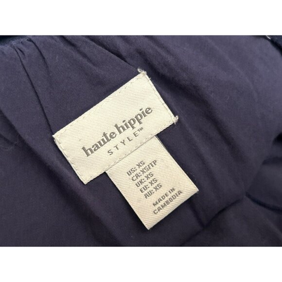 Haute Hippie Navy Jumpsuit XS Wide Leg Boho Linen Blend Resort Wear Coastal Chic - Picture 4 of 5